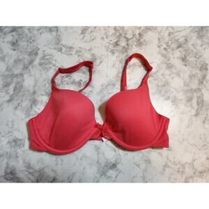 Le Mystère Women's‎ Pink Red Lace Comfortable T Shirt Bra Size 32D